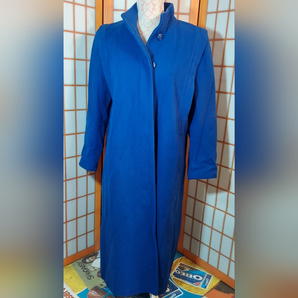 Vintage Wool Blue Trench Coat